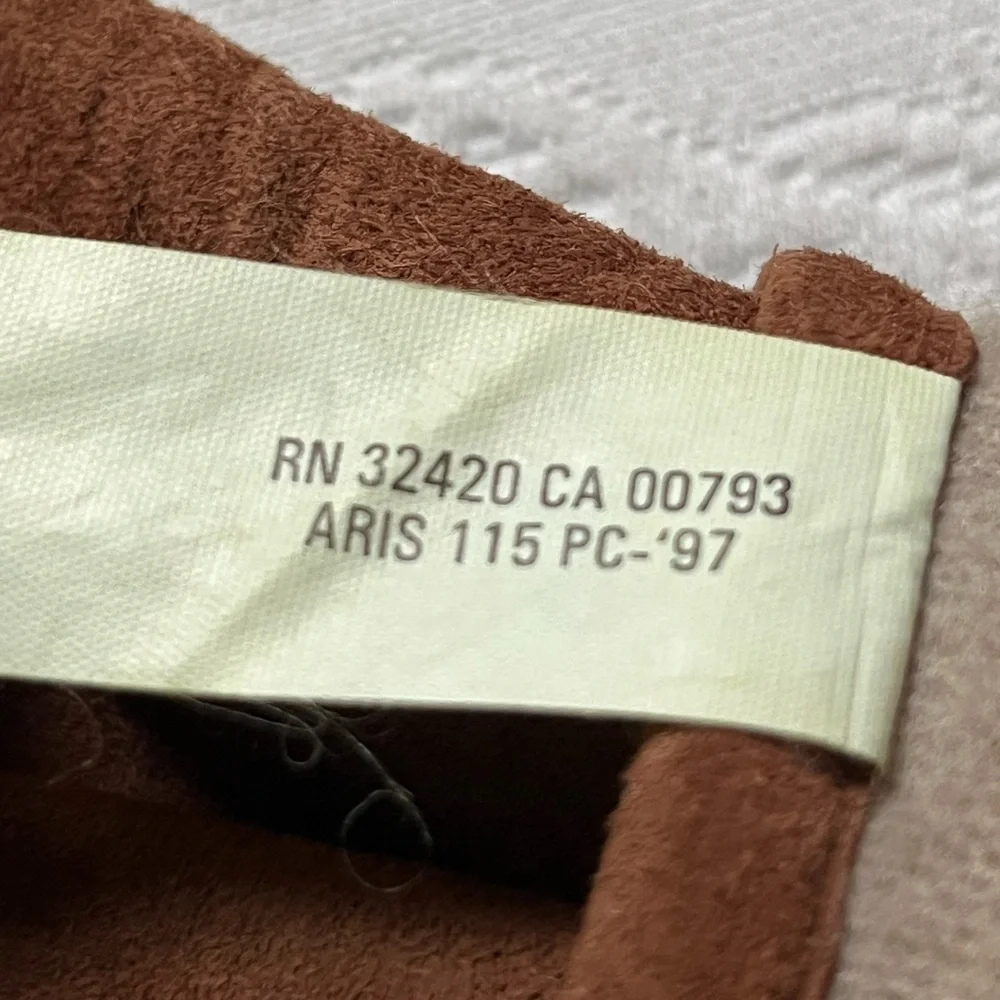 Isotoner Wonder Fit Suede Leather Gloves M Camel Brown Fleece Lined Vintage - Picture 4 of 7